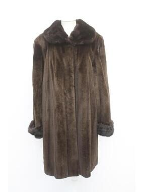 Excellent Sheared Dark Ranch Mink Fur Jacket Coat Women Woman Size 14-16 L-Xl